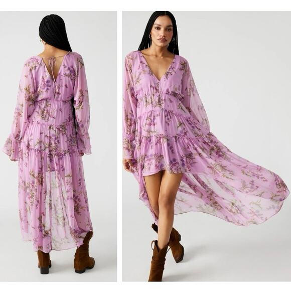 Steve Madden Dresses & Skirts - Steve Madden Sol Floral High-Low Maxi Dress Purple Women’s - Size S